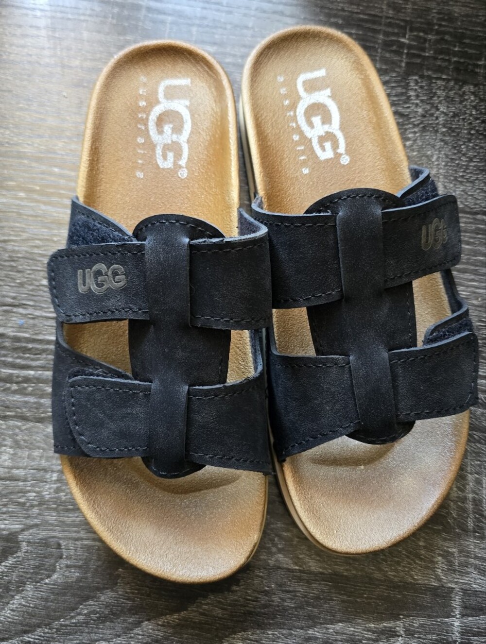 UGG Black Suede Slide Sandals